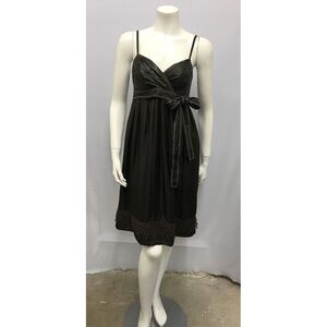 COAST 100% SILK DRESS BROWN GREAT‎ STITCHING BUST AREA LOOKS LIKE LEATHER 40